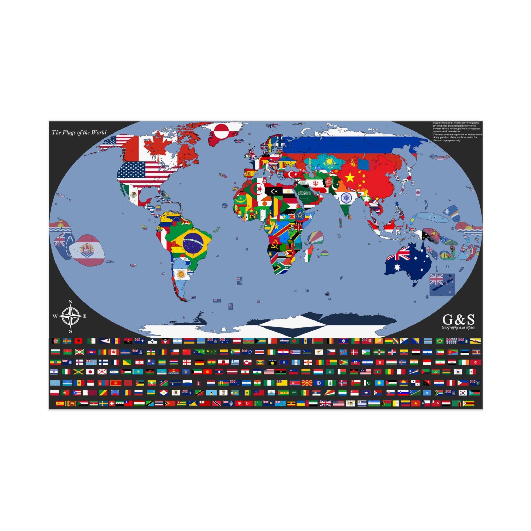 World Flag-Map Poster