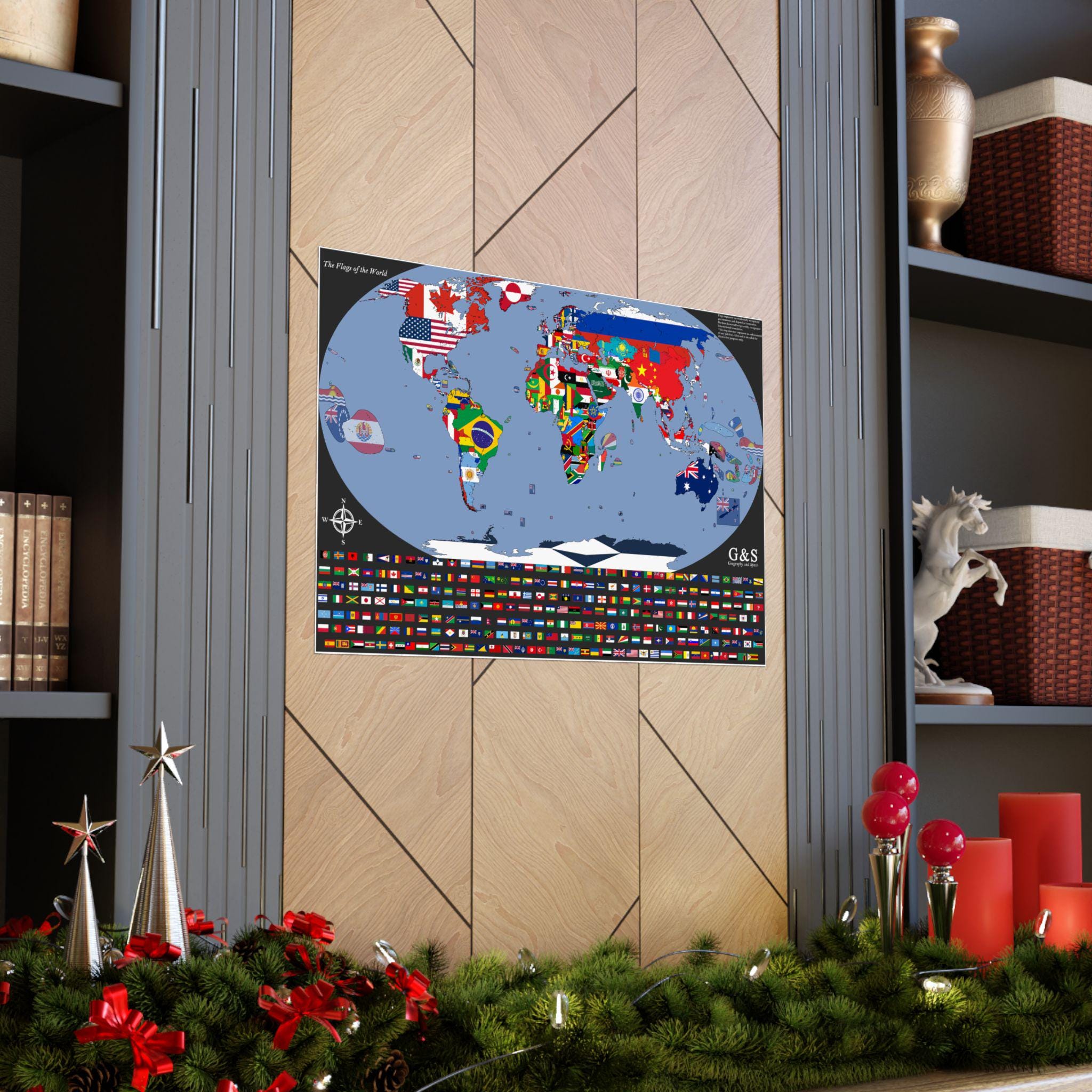 World Flag-Map Poster